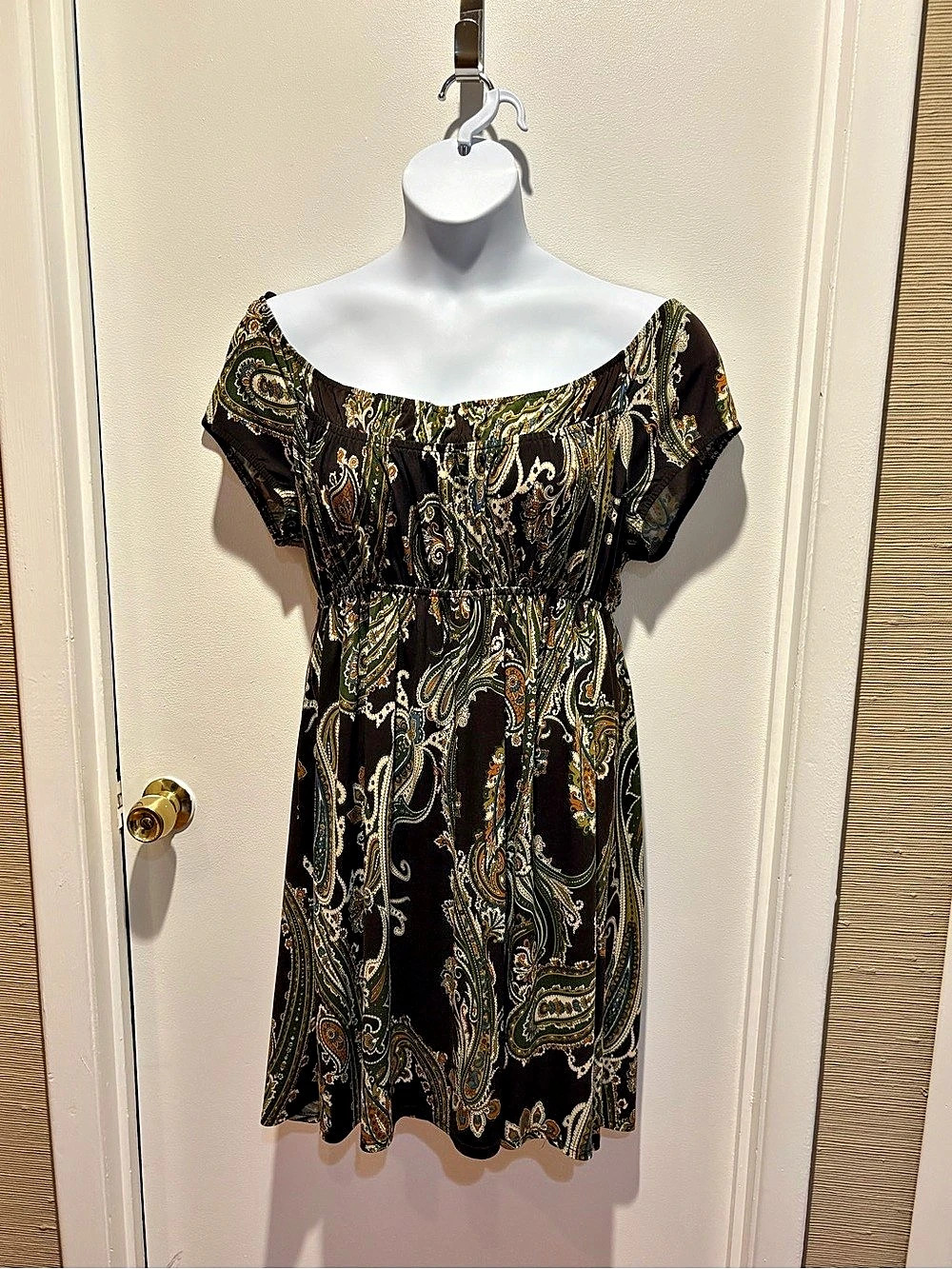 MSK Paisley Mini Dress in Black & Green Size Large